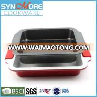 8 inch 9inch 0.6MM Carbon Steel Square Bakeware,Tray Baking, Baking Pan with Silicone Handle