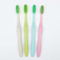 Biodegradable extra soft green tea tooth brush portable travel case wheat straw toothbrush for adult