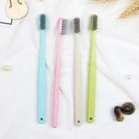 Biodegradable eco friendly plastic charcoal tooth brush wheat straw travel toothbrush