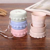 Manufacturer Eco Friendly Wheat Straw Mug Retractable Water Cup Travel Creative Folding Cup Child Student Portable Cup