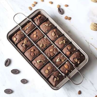 Professional Bakeware 18 Cavity Baking Tools Easy Cleaning Square Lattice Chocolate Cake Mold Brownie Baking Pan Non-Stick